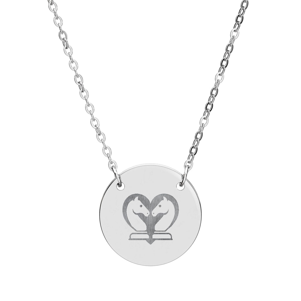 Circle Necklace with Engraved Chess Heart Design