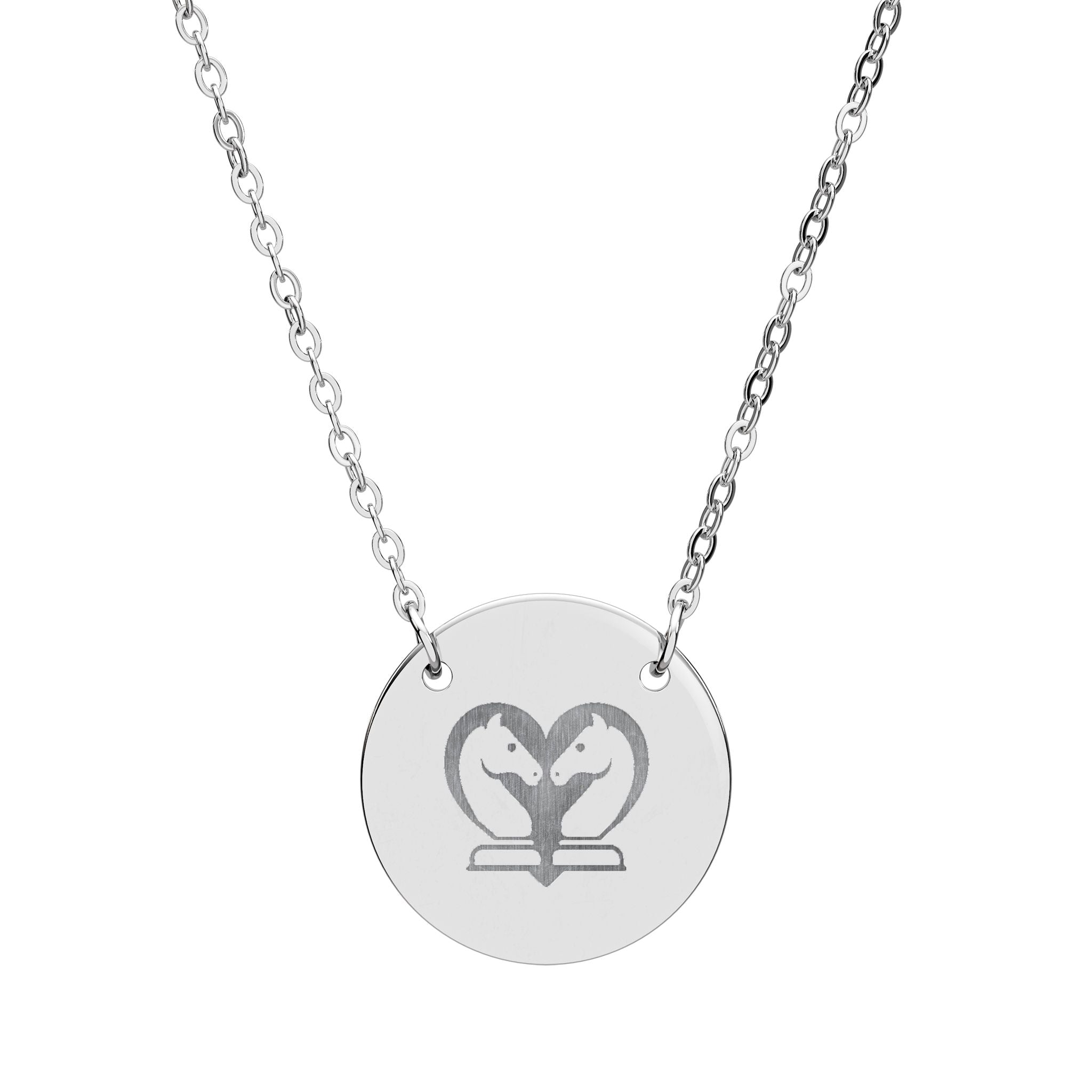 Circle Necklace with Engraved Chess Heart Design