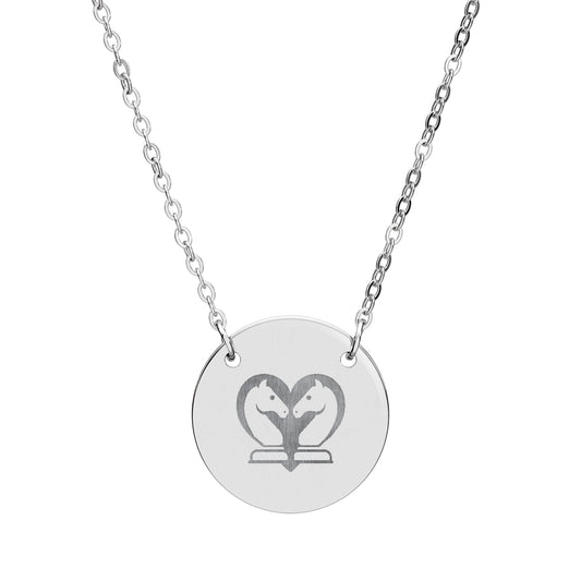 Circle Necklace with Engraved Chess Heart Design