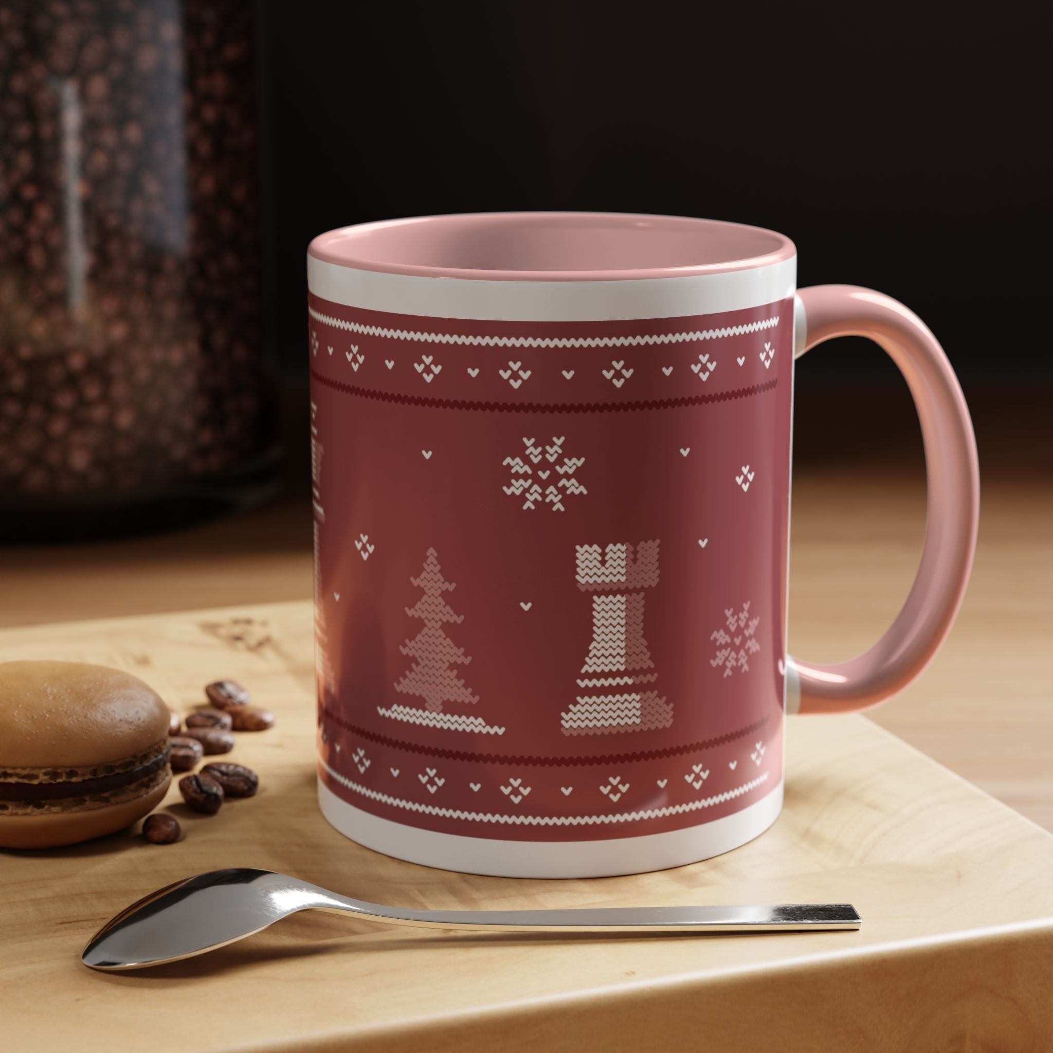 Tasse Thème Echecs pour l'hiver - Rose