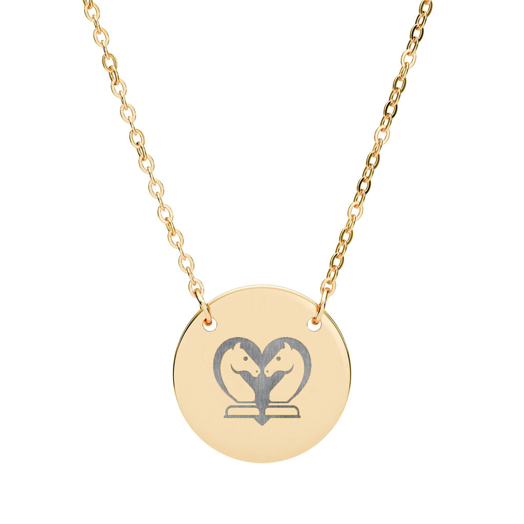 Circle Necklace with Engraved Chess Heart Design