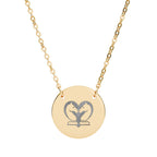 Circle Necklace with Engraved Chess Heart Design