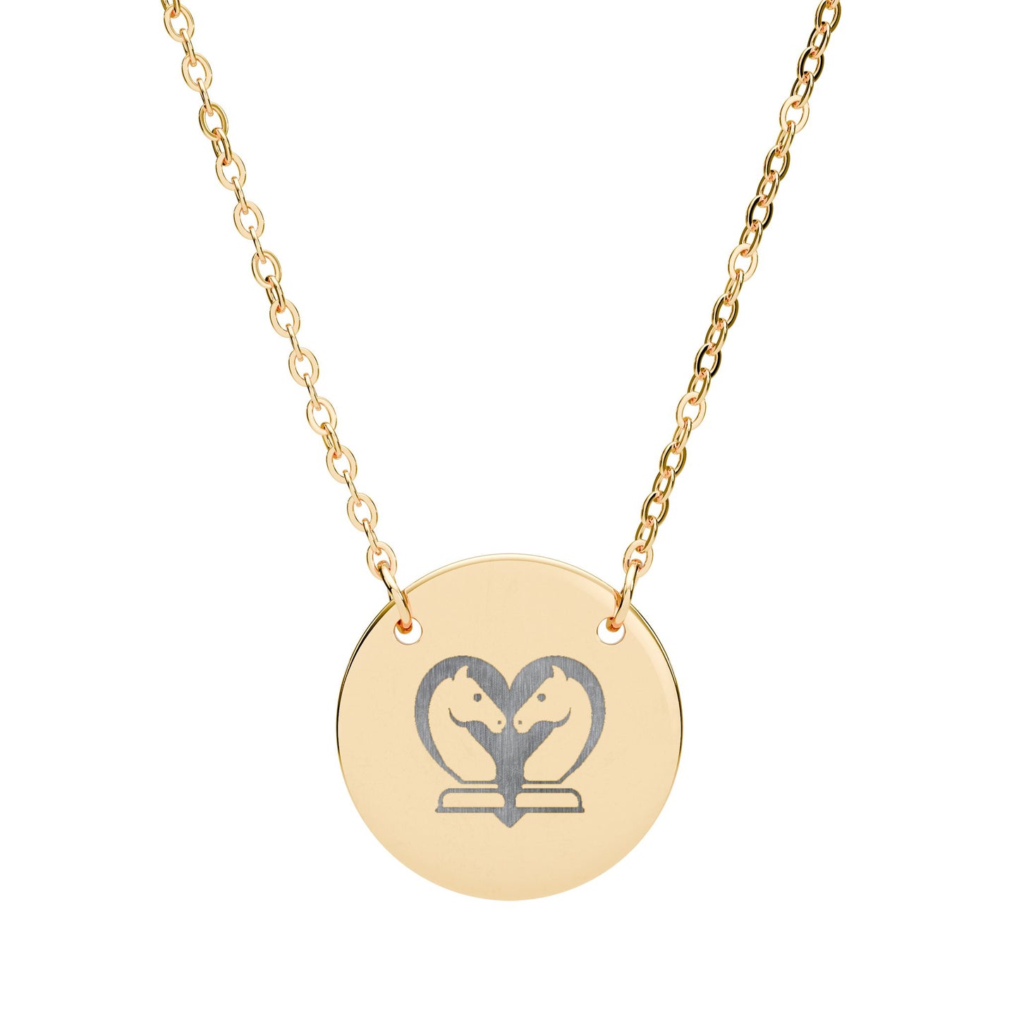 Circle Necklace with Engraved Chess Heart Design