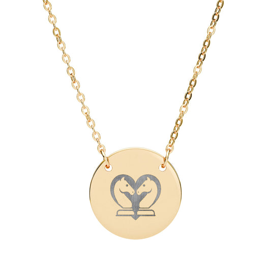 Circle Necklace with Engraved Chess Heart Design
