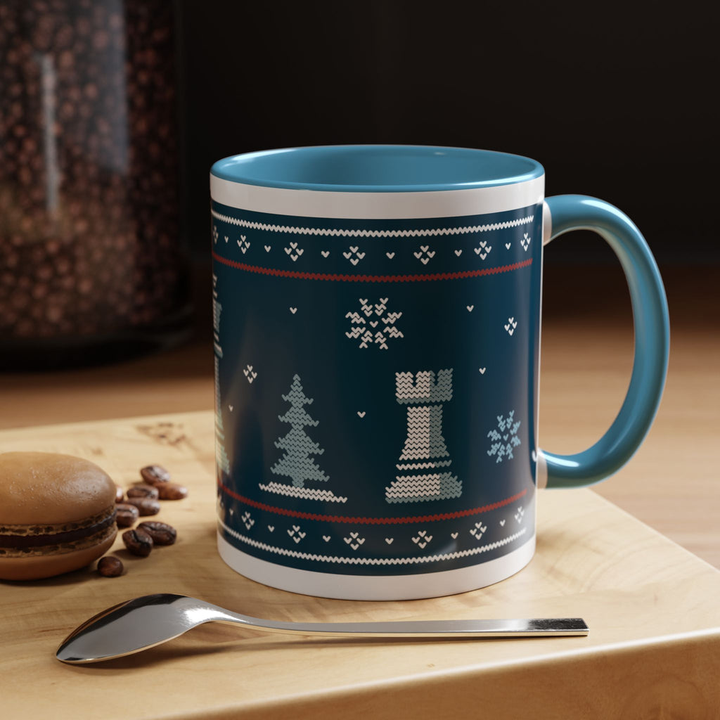 Tasse Thème Echecs pour l'hiver - Turquoise