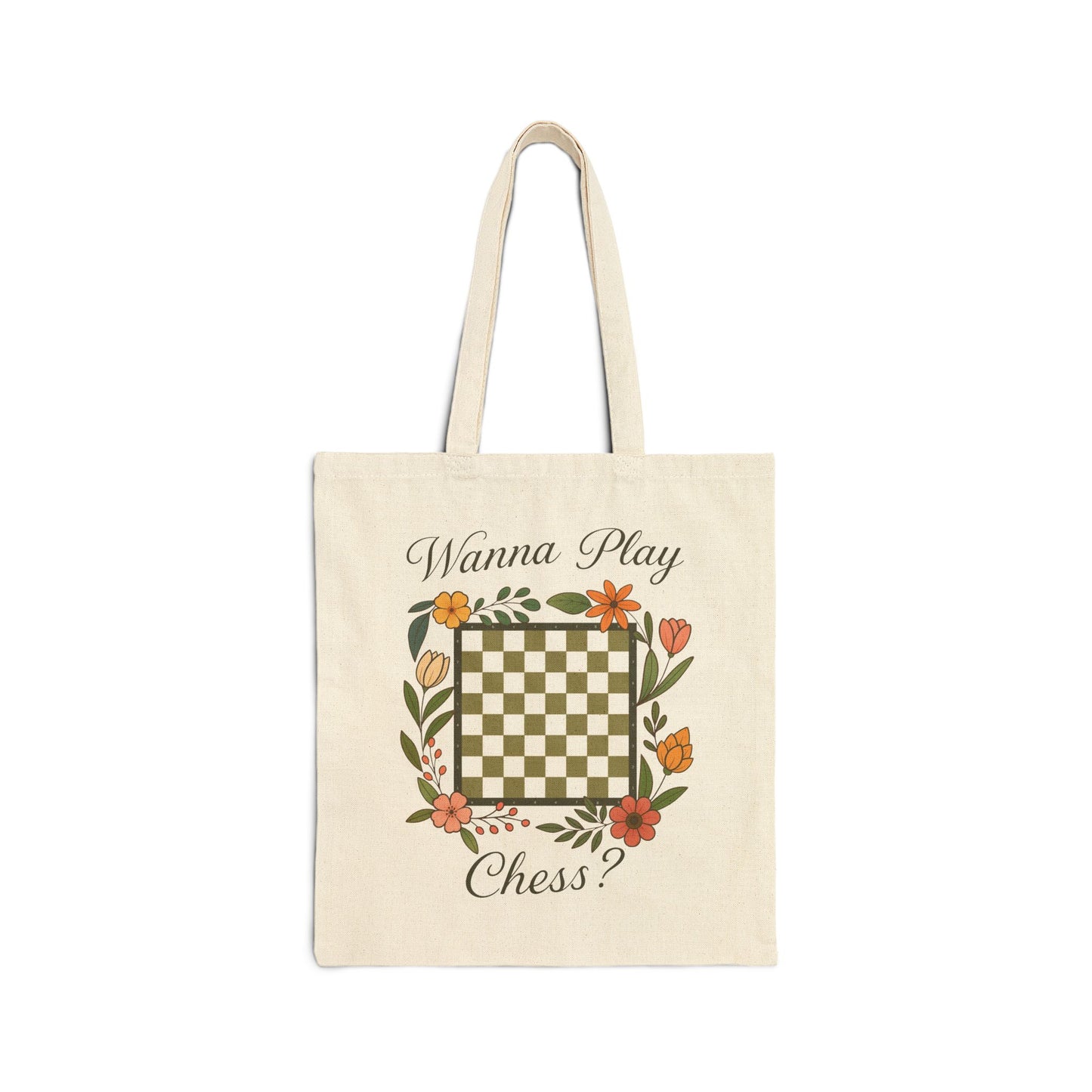 Playful Floral Tote Bag for Chess Games