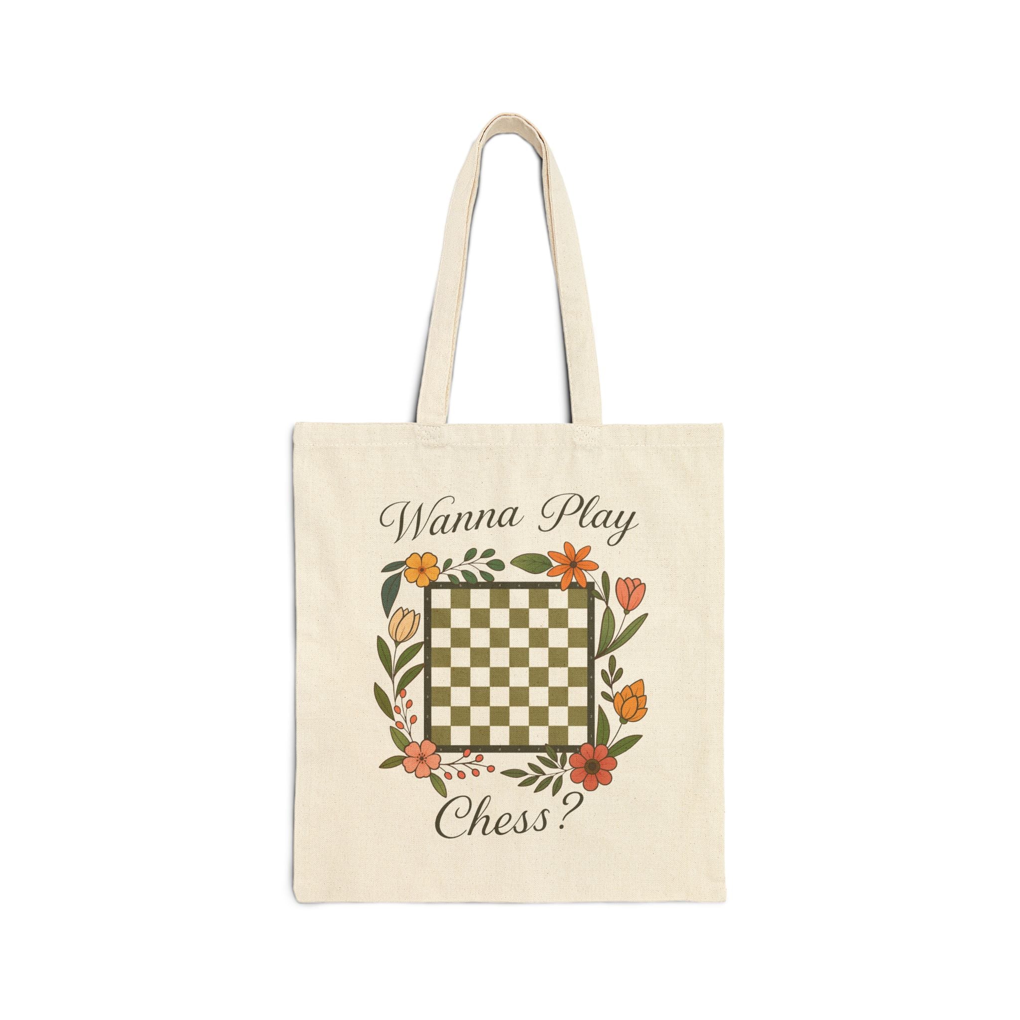 Playful Floral Tote Bag for Chess Games